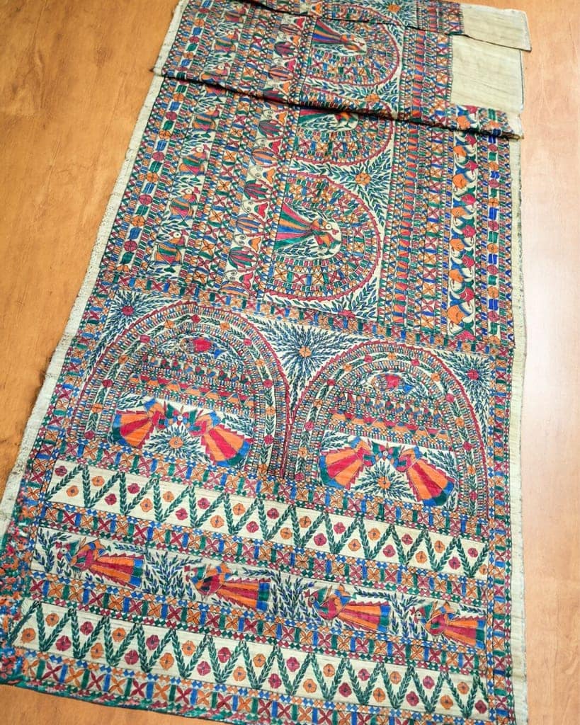 Silkmark Certified Pure Tussar Silk Saree Pale Beige Color Full Body Handpainted with running blouse-3039