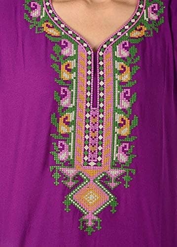 Valencia Cotton LizzyBizzy Embroidery Nighty Nightwear Maxi Nightgown Plain Purple view 2