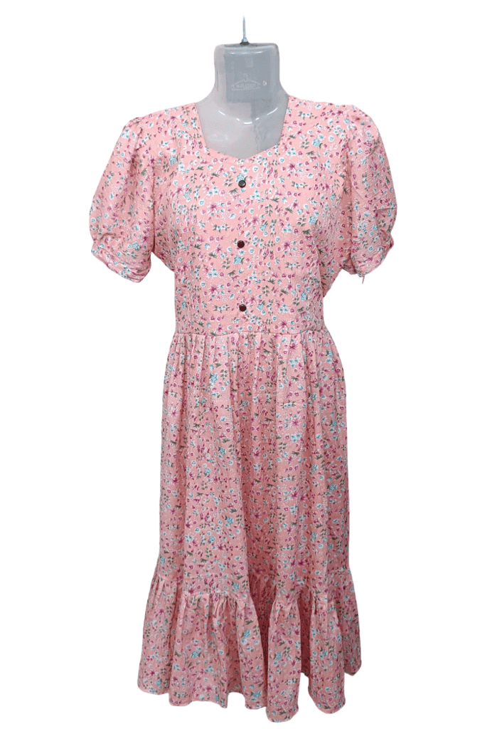 Floral Print Midi Dress with Ruffle Hem
