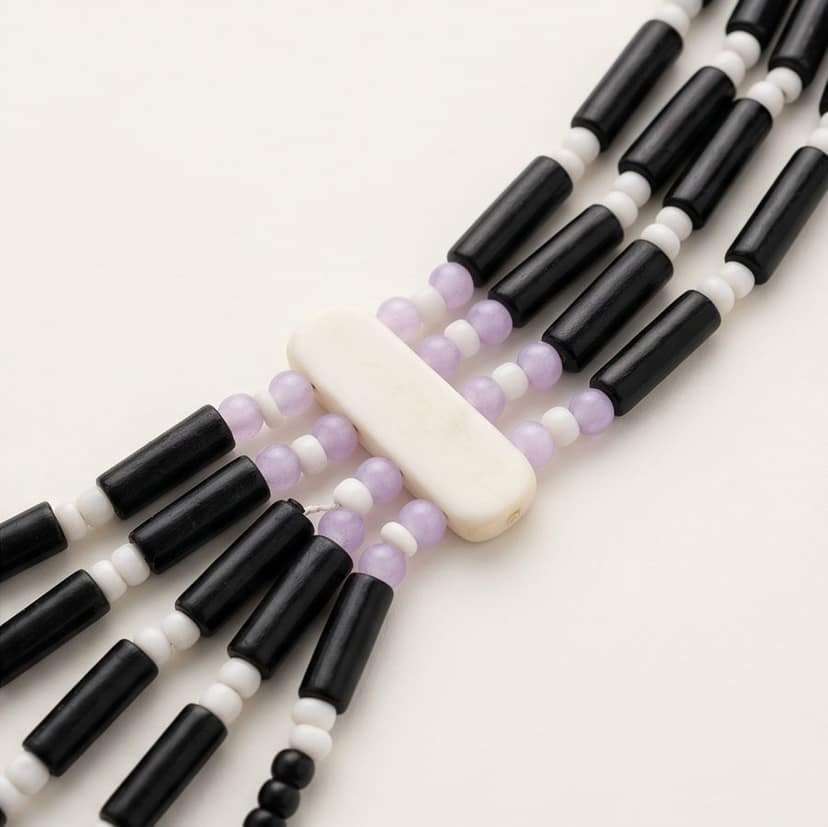 Multi-Layered Beaded Necklace Set with Matching Earrings and a Hair Stick view 3