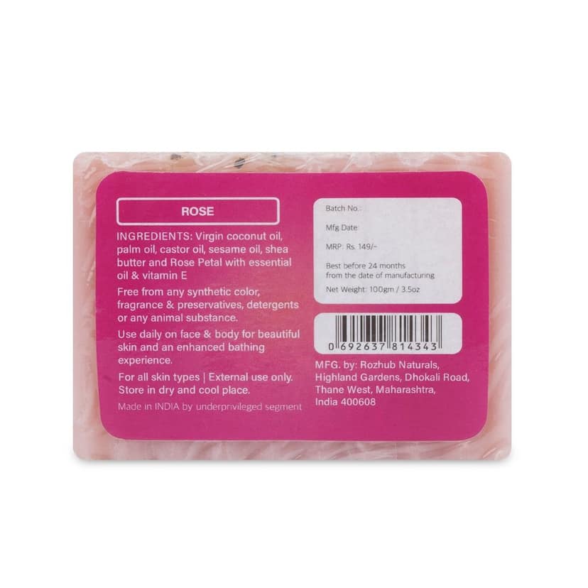 Rose Petal Handmade Bathing Bar with Vitamin E and Essential Oil - 100gm view 6
