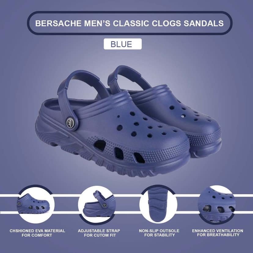 Bersache Extra Soft Classic Casual with Back Strap Regular wear with Ultra Soft & Flexibility Technology Clog for Men's view 5