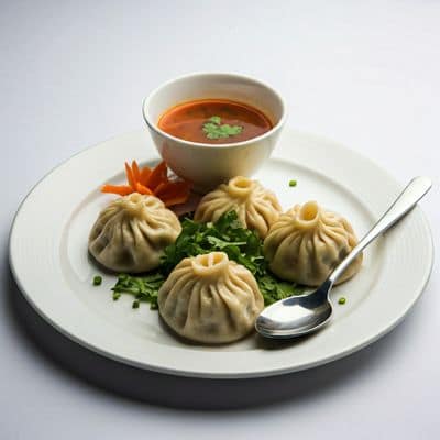 Pan Fried Momos (6 pcs, with soup)