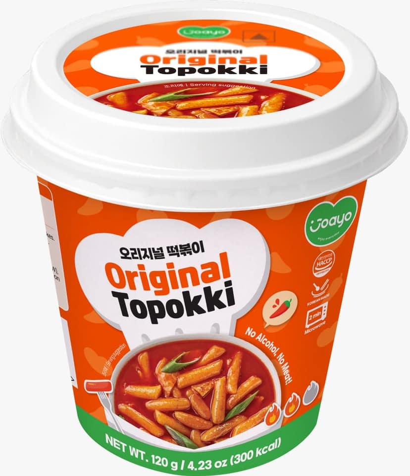 Joayo Original Topokki Instant Rice Cakes with Rich & Spicy Flavorful Savory Sauce 120g Rice Teokboki, Non-Vegetarian (Made In Korea) view 4
