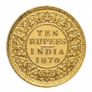 10 Rupees 1870 Victoria, British India Gold-plated Fantasy Coin Silver Series