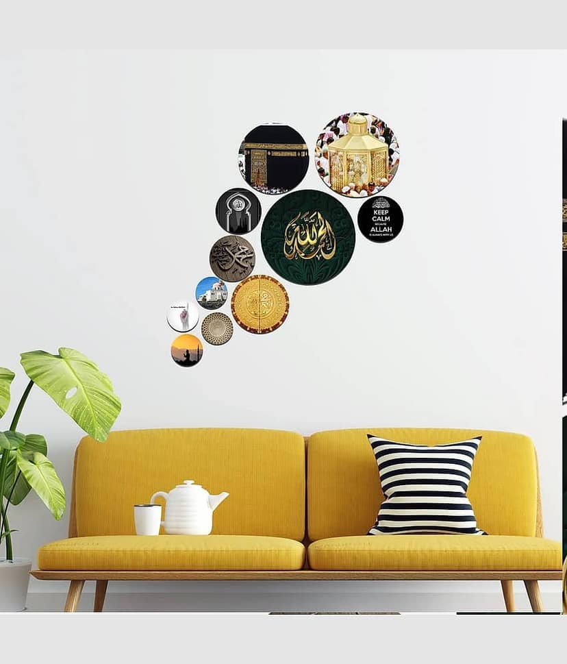 SNDArt Set Of 11 Modern Art Islamic Religious Round Self Adhesive Wall Décor Items Paintings view 2