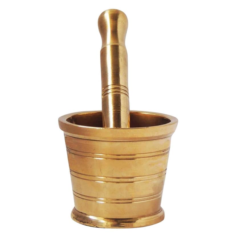 Brass Khal Batta 2 Inch | Mini Mortar Pestle | Kitchen Decor, Height : 2.5 Inch (FMAS321 D) view 2