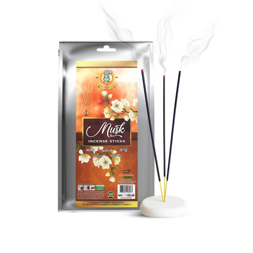 Giri Musk Incense Sticks - 250 Gms | Nature Fragrance Agarbatti | Agarbathi for Pooja