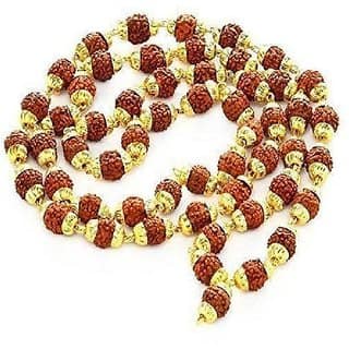 Original Rudraksha Gold Plated Beads Mala Lab Certified A1 Quality 5 Mukhi Shiv power Beads mala By CEYLONMINE