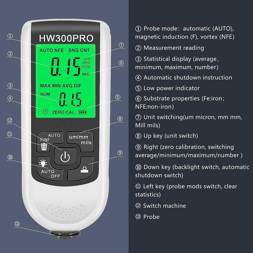 HW 300pro Car Paint Coating Thickness Gauge view 3
