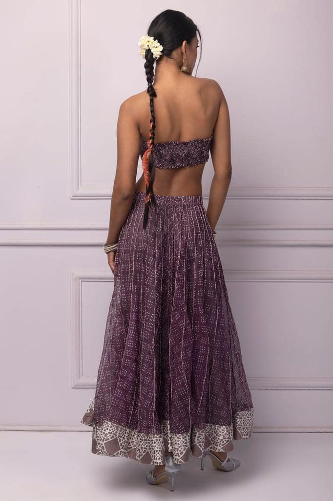 Purple Batik Printed Corded Skirt view 2