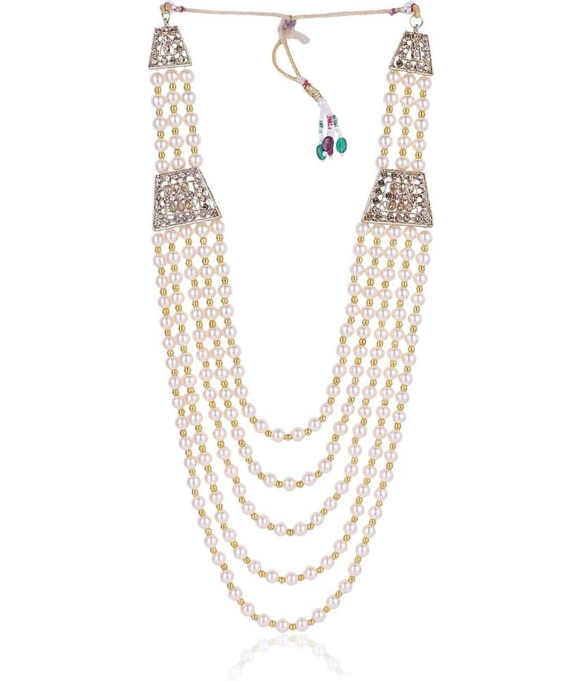 pearl beads Dulha groom sherwani Necklace/Moti Mala for Men for wedding | Exquisite Groom Mala | Perfect for Grooms view 2