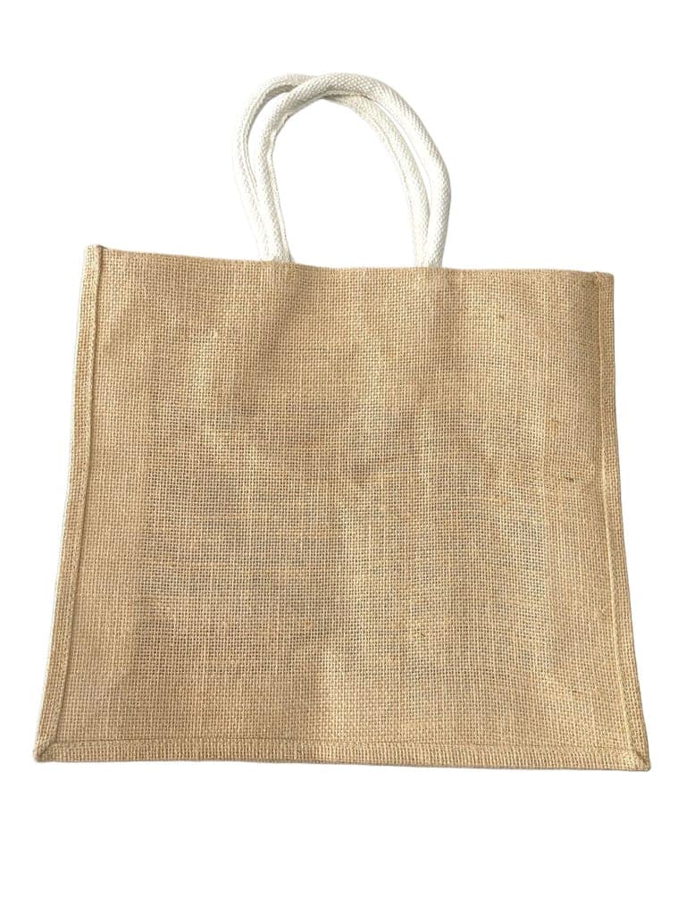 Jute Tote Bag with Colorful Patchwork Design and Zippered Top view 2
