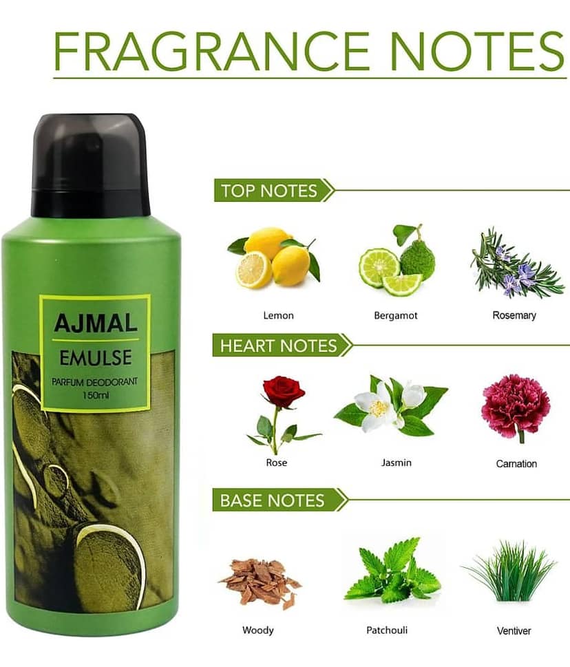 Ajmal Emulse Deodorant Floral Perfume 150ML LongLasting Scent Spray Gift For Men and Women Pack of 1 view 2
