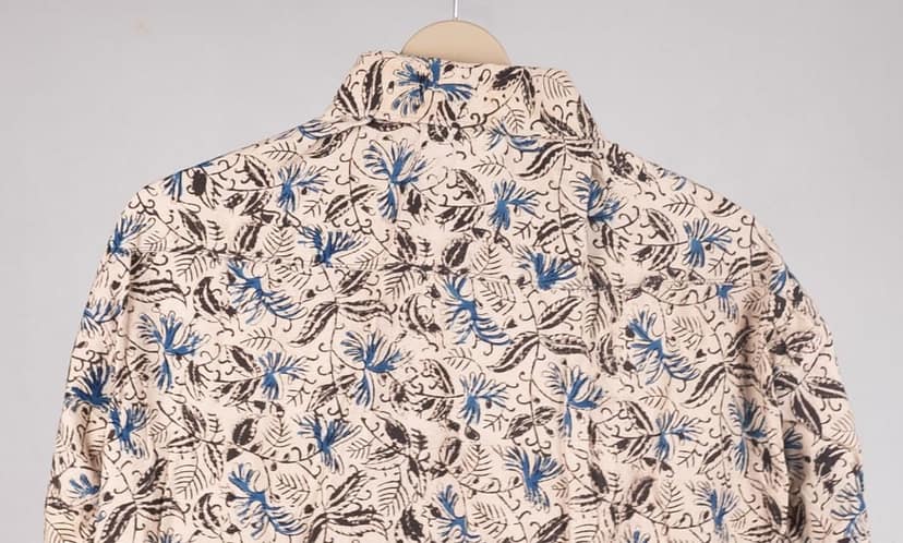 Kalamkari Cotton Shirt Cream view 4