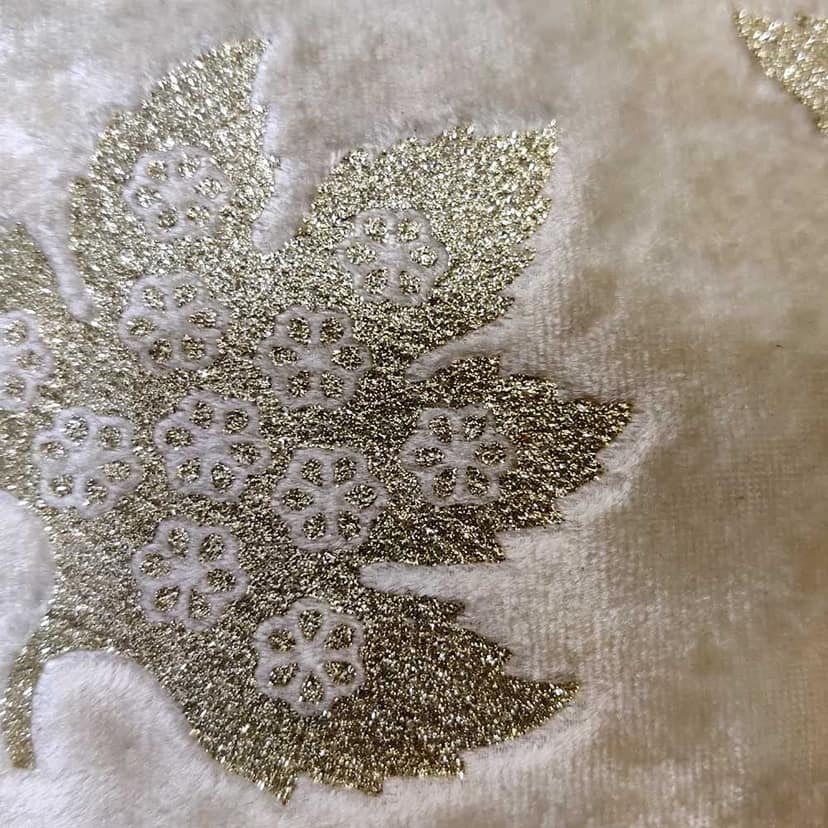 GOODVIBES Brown Ivory Cushion Cover with Leaf Zari Embroidered Stitched Zippered Velvet Combo Cushion Cover (Off White ) | 24X24 Inches | 60cm * 60 cm I Set of 3| view 4