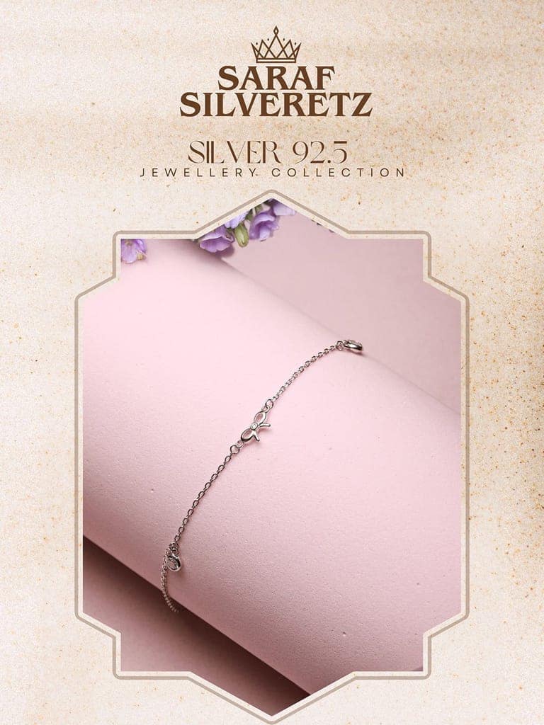 925 Sterling Silver Plated Bow Charms Link Adjustable Bracelet view 8