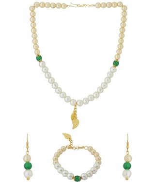 VIRAASI - Off White Alloy Necklace Set ( Pack of 1 )