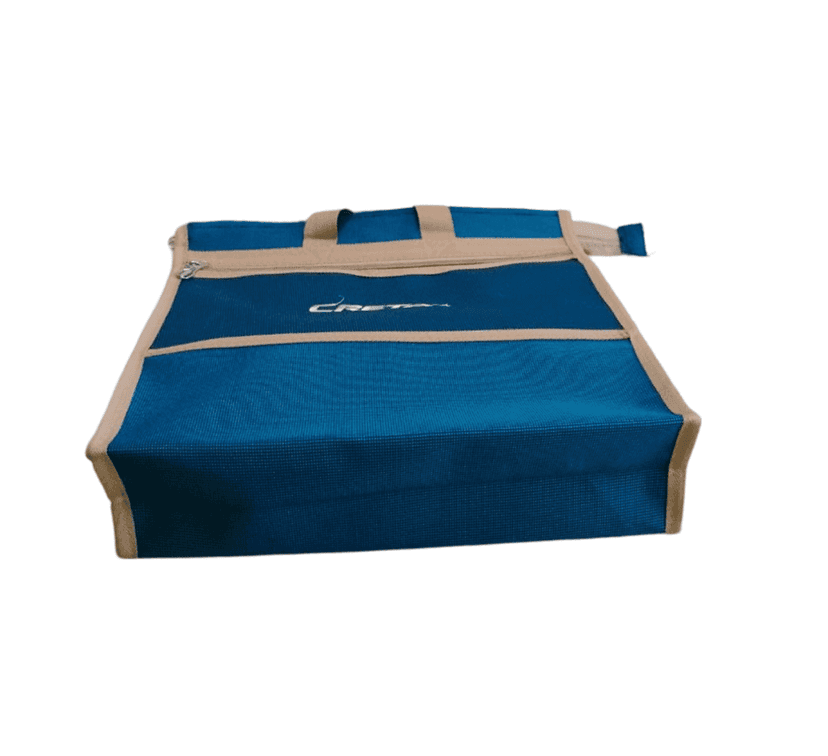 Blue and Beige Canvas Bag with Zipper Closure view 2