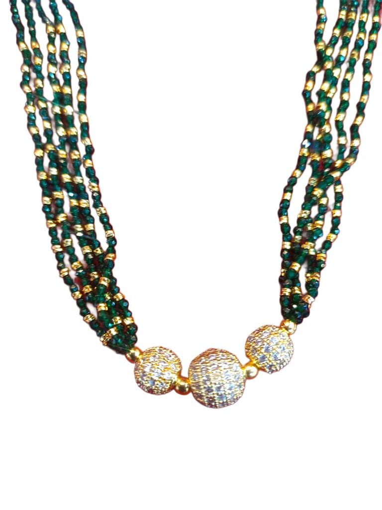 Green Beaded Necklace with Pearl Accents view 2