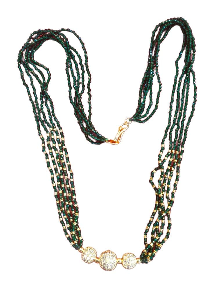 Green Beaded Necklace with Pearl Accents view 3
