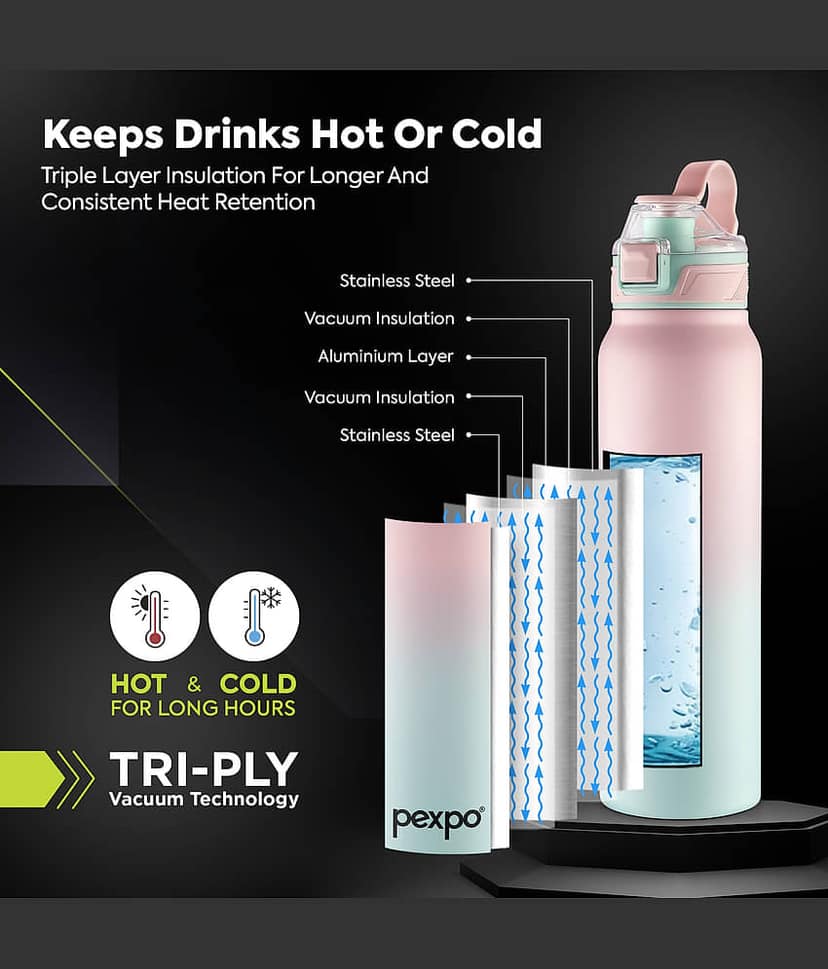 Pexpo Amaze Pink Thermosteel Flask ( 950 ml ) view 2