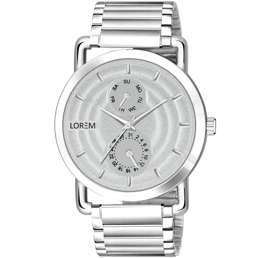 LOREM Black 3D Embossed Stainless Steel Analog Watch for Men LR120-UF