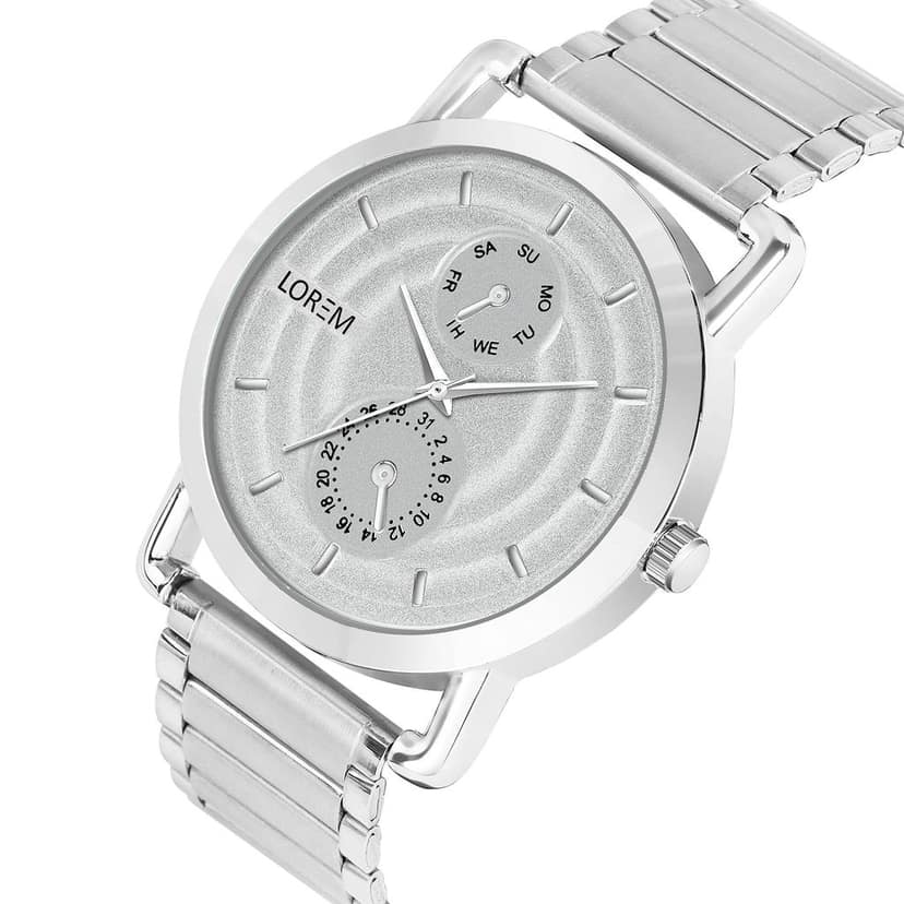 LOREM Black 3D Embossed Stainless Steel Analog Watch for Men LR120-UF view 4