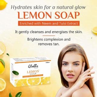Globus Naturals Refreshing Lemon Vitamin C Soap For Skin Lightening Brightening 100gm, Set of 2 view 2