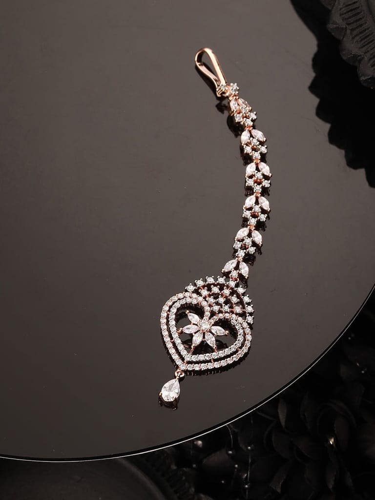 Heartshaped Diamond Maang Tikka Handcrafted & Designer AD studded For Women & Girls view 2