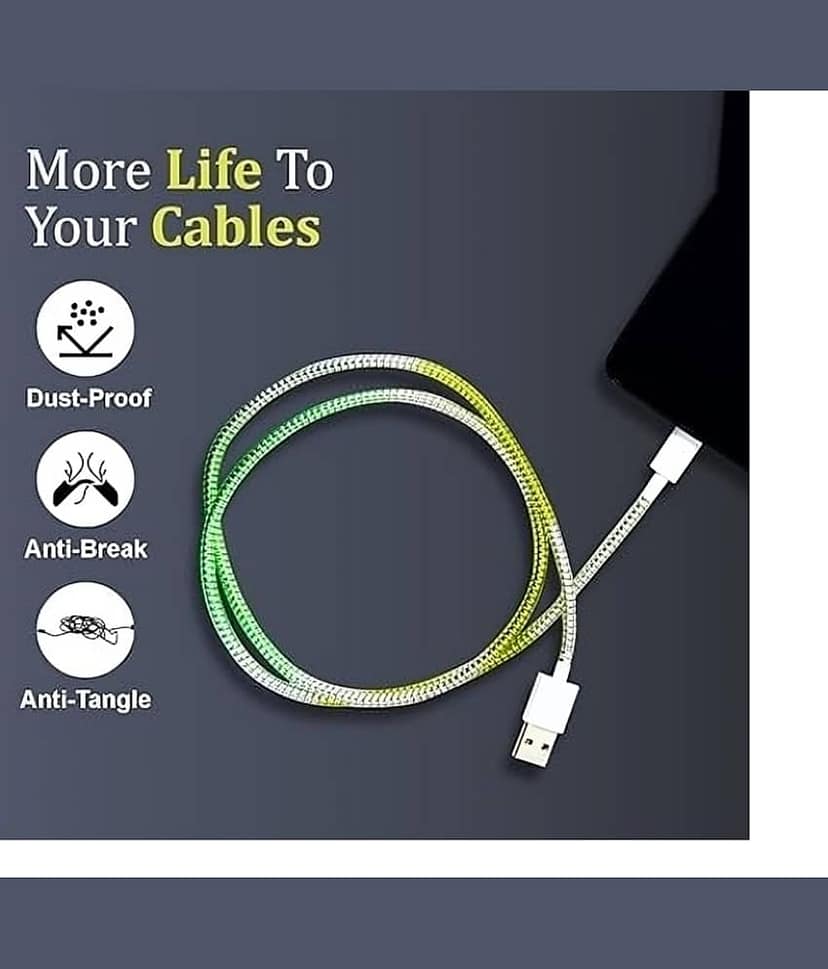 Dust N Shine Metallic Finish Cable Spiral Protector/Wire Repair/Pet Cord Protector, Cable Wrap Charging Cable (Pack of 1) view 2