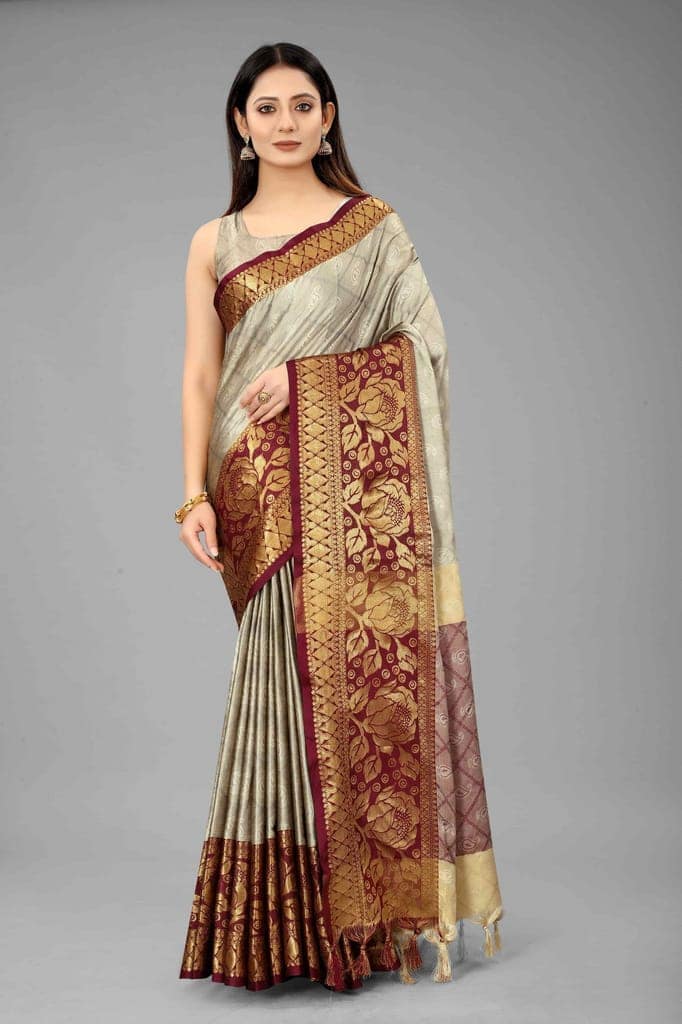 Silk Zone Women's Pattu Art Silk Saree With Unstiched Blouse Piece