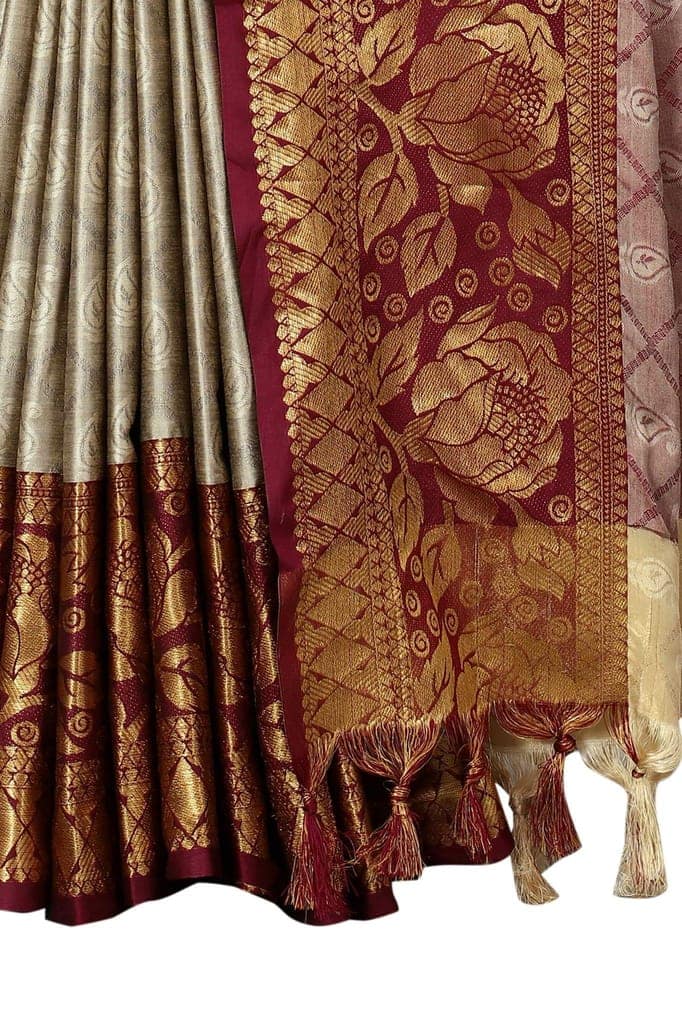 Silk Zone Women's Pattu Art Silk Saree With Unstiched Blouse Piece view 5