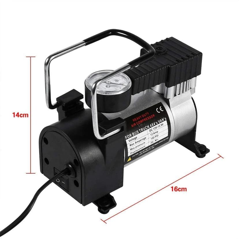 QUXIS Heavy Duty Metal Electric Car Air Compressor Pump Portable Tyre Inflator Pump for Car, Trucks, Bus, Auto & Van Single Cylinder High Pressure Heavy Duty Air Compressor 150 PSI Air Compressor Pump view 2
