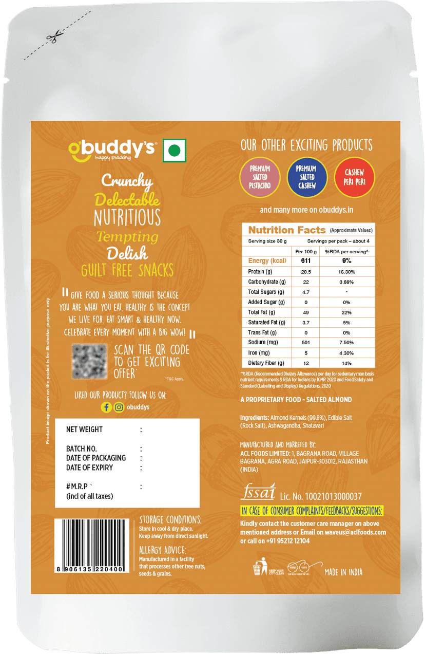 O'buddy's Salted Almond, 110 gm view 2