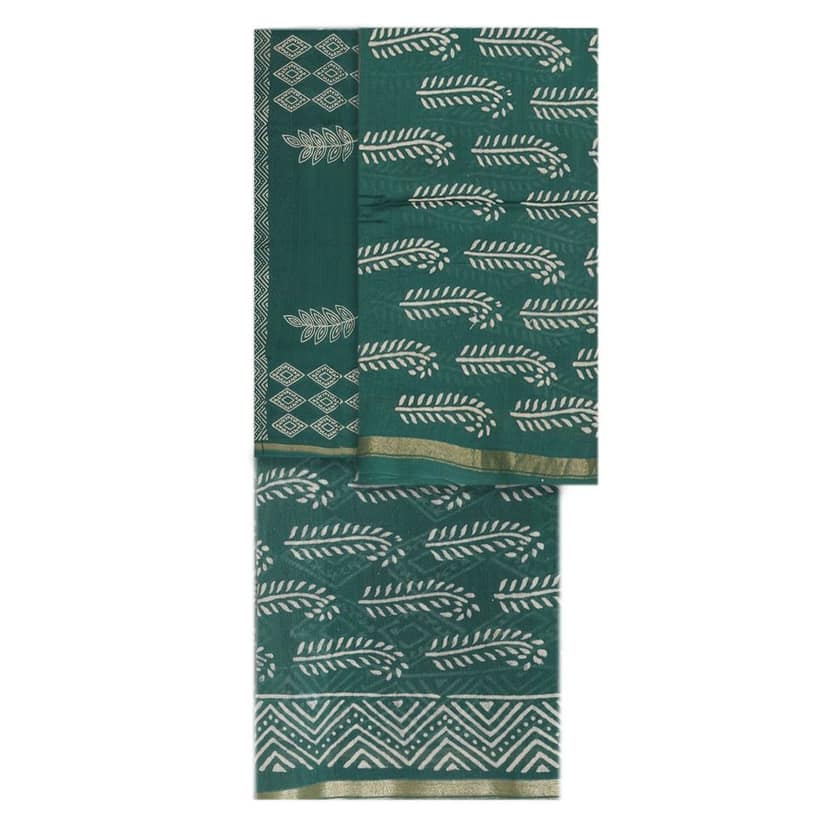 HANDLOOM CHANDERI 03 PCS DABU PRINTED SUIT (SKU - 1RDS01191120 Suit 35) view 3