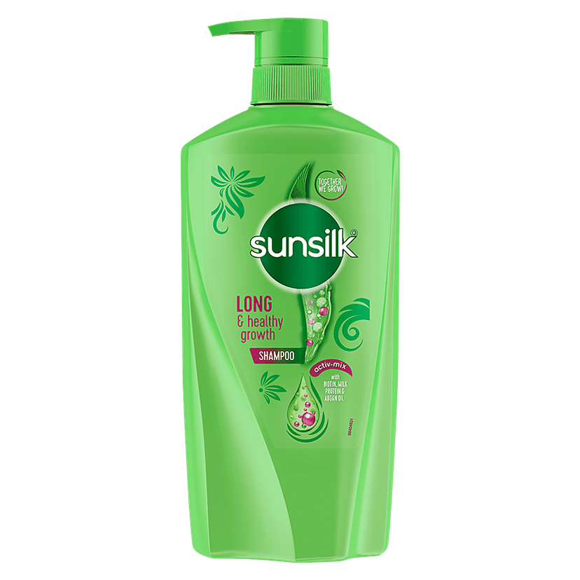 Sunsilk Long & Healthy Growth Shampoo - With Biotin, Milk Protein & Argan Oil, For Healthy Looking & Long Hair, 650 Ml