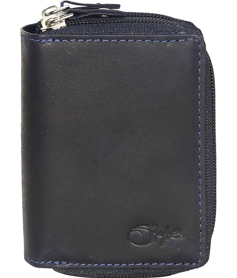 STYLE SHOES Black Leather ATM + Money Slot 8 Slot Card Holder For Men & Women view 2