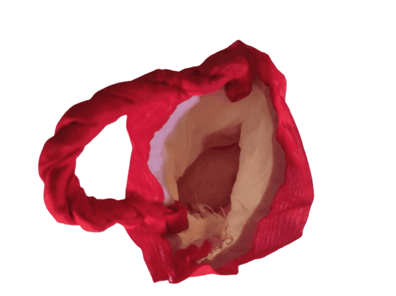 Red and Gold Embroidered Drawstring Jute Bag view 3