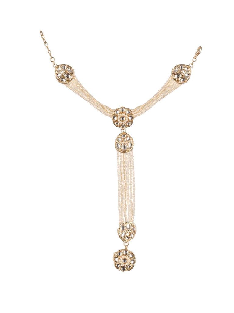 Gold Plated Kundan Studded Designer Pearl Beaded Bridal Haath Pan Haathphool view 7