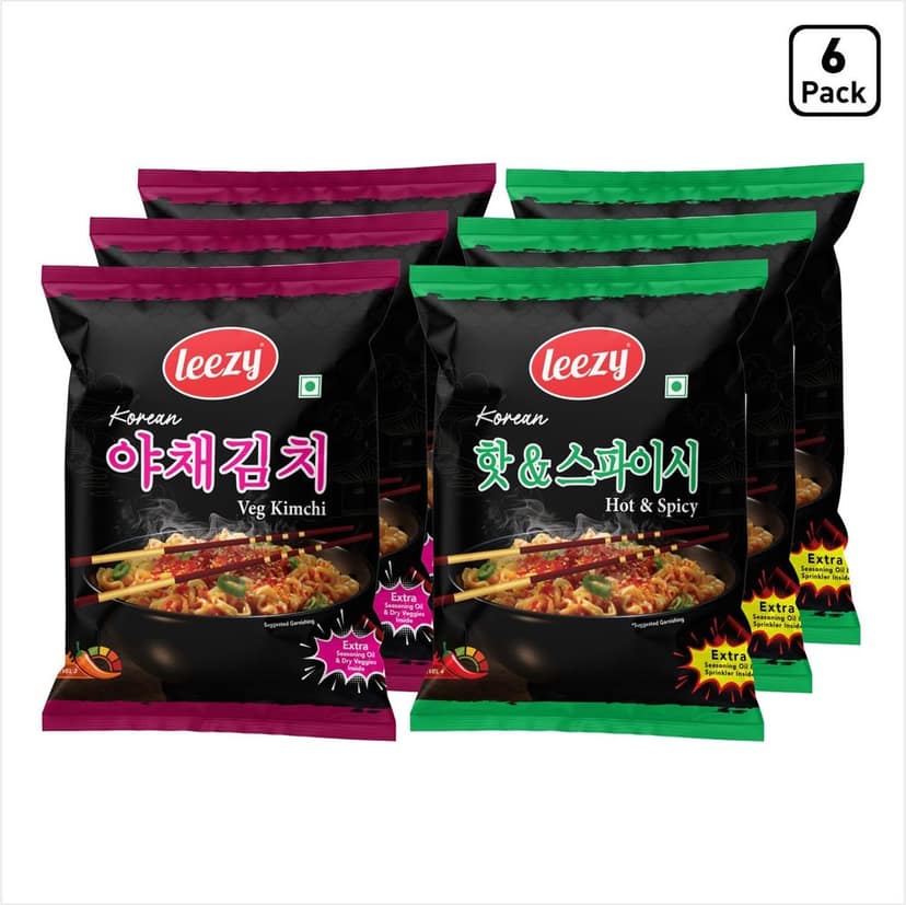 Leezy Korean Hot & Spice + Korean Kimchi combo pack of 6 pcs view 5