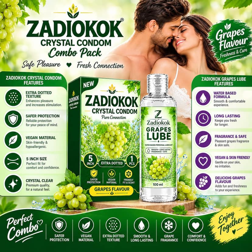 ZADIOKOK 5 Inch Extra Dotted Crystal Condom Reusable Condom with 100 ml Grapes Lube Combo view 3