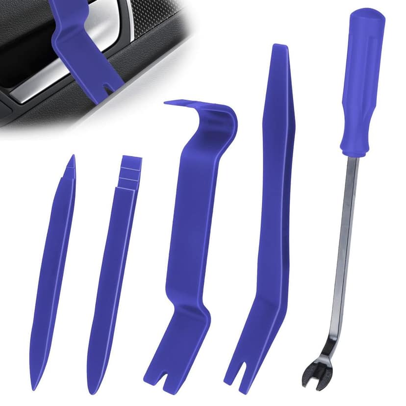 5PCS Auto Trim Removal Tool kit, Car Clip Pry Tools Kit No Scratch Plastic, Car Door Panel Rivet Pliers Tool Kit, Automotive Interior Fastener Puller Remover Body Repair Set for Car