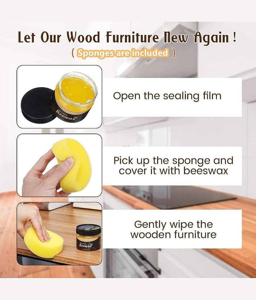 KRAMOX Beewax with Sponge Natural Wood Polish Cream NO 80 g view 6
