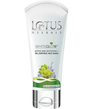 Lotus Herbals Whiteglow Active Skin Whitening & Oil Control Face Wash , Brightens Skin , 50G