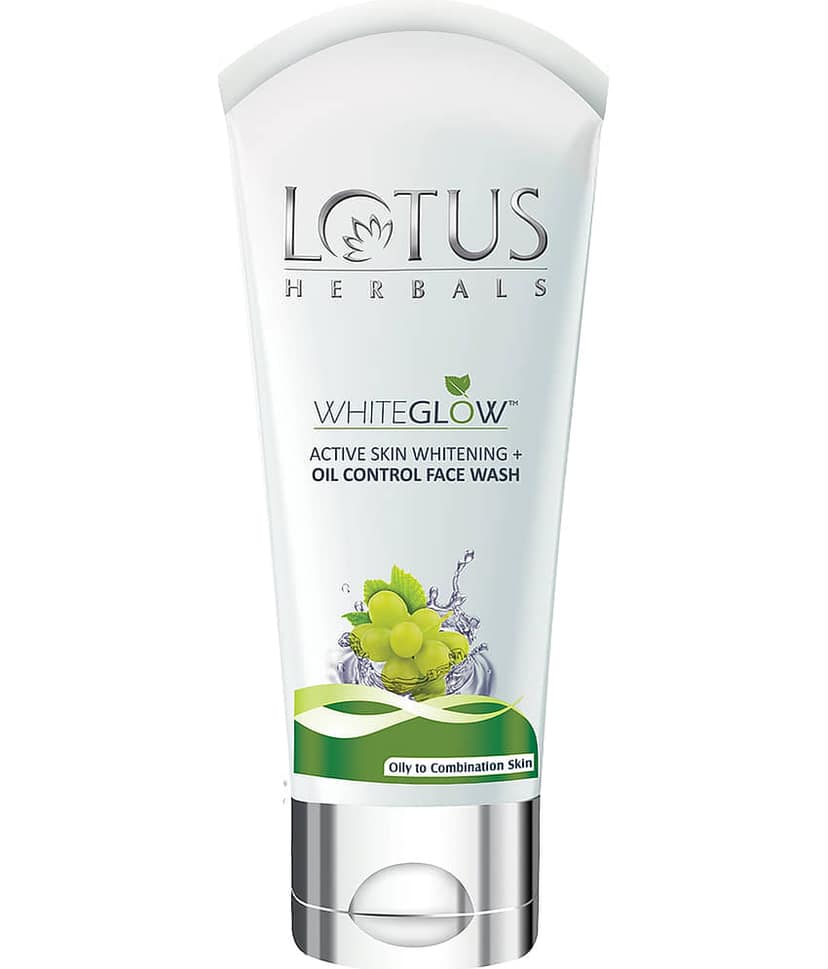 Lotus Herbals Whiteglow Active Skin Whitening & Oil Control Face Wash , Brightens Skin , 50G