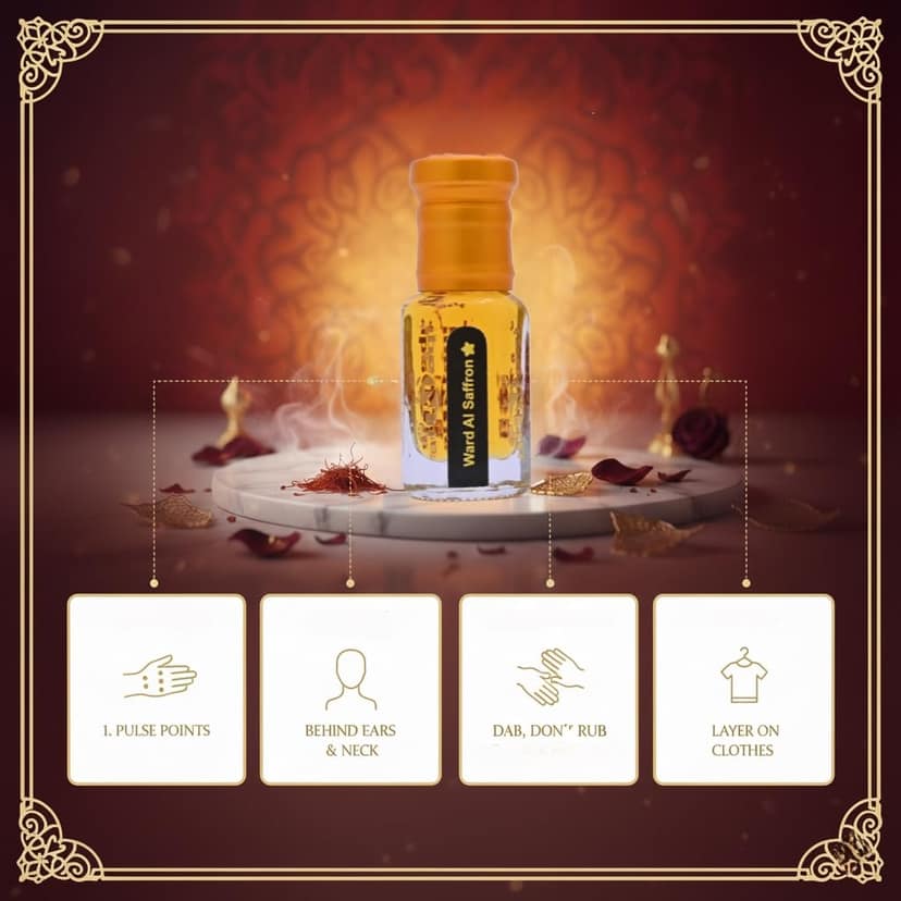 alnaqi fragrances Ward Al Saffron Attar| Perfume Oil | Unisex Arabian Attar | Alcohol-Free Roll-On | Long-Lasting Concentrated Perfume Oil with Saffron, Rose, Jasmine Sambac & Indian Oud view 4