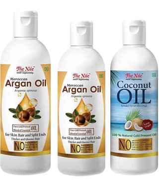 The Nile Argan Oil 150 ML + Argan Oil 100 ML + Coconut Oil 100 Ml 350 mL Pack of 3