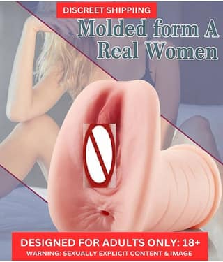 Lifelike 2 in 1 Male Masturbator Molded from Actual Woman Pocket Pussy with 3D Realistic Texture Vagina