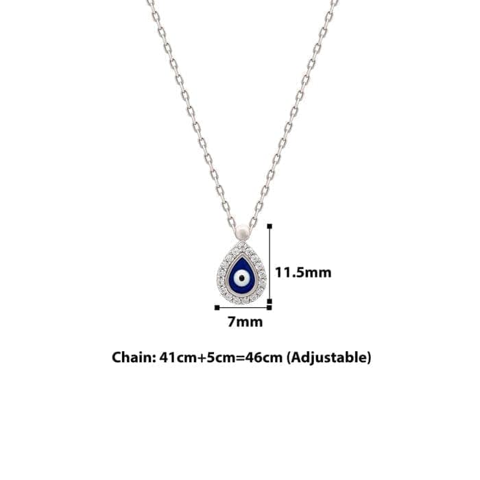 Silver Dark Evil Eye Drop Necklace view 4